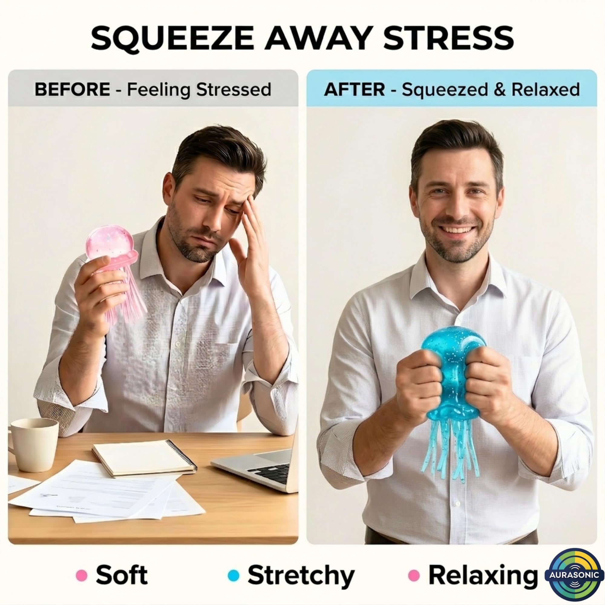 Easy to clean jellyfish squishy for quick rinse