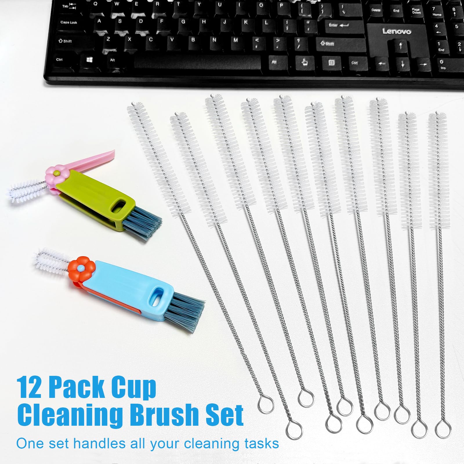 Compact cleaning brush set fits in kitchen drawers and bags