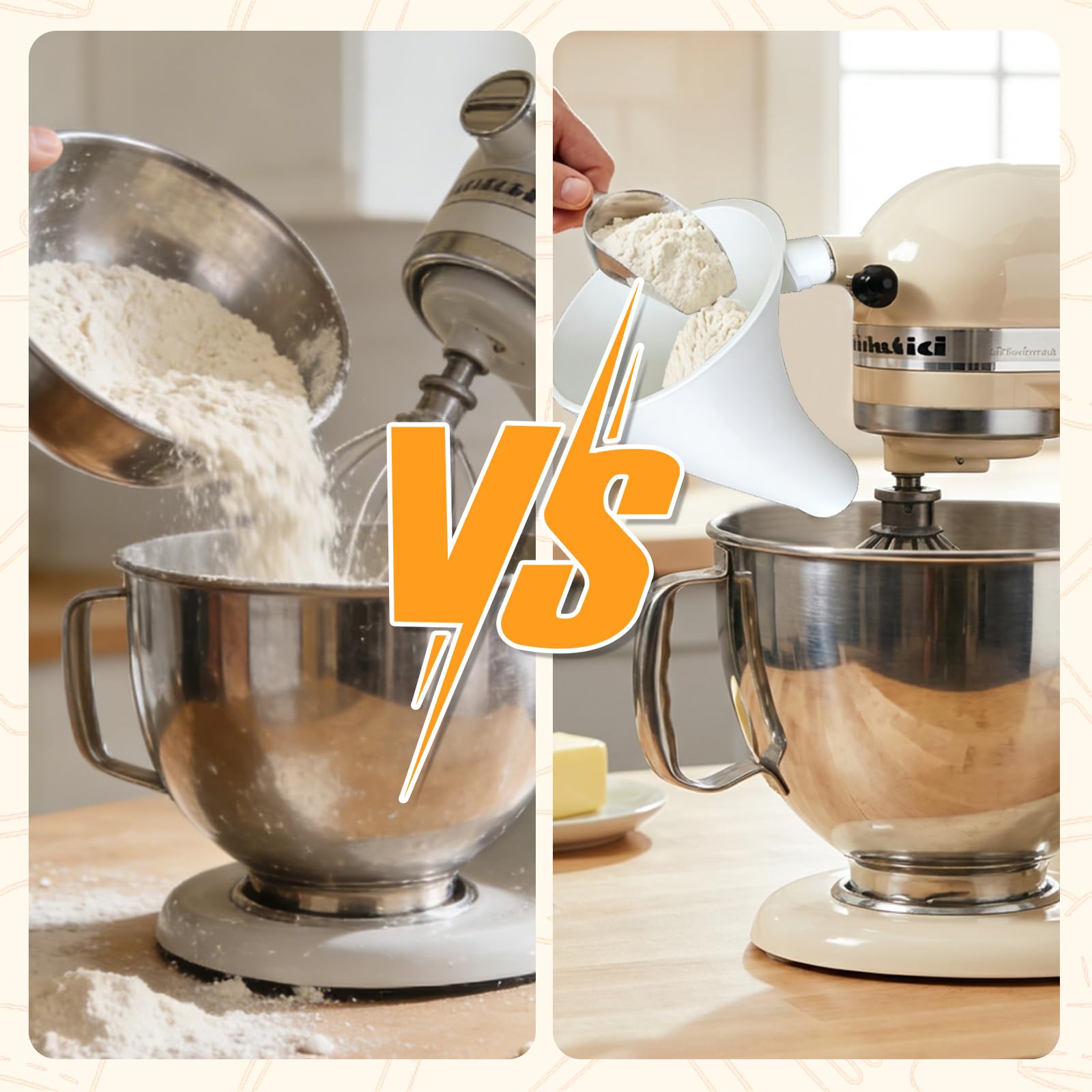 Compact storage flour funnel for kitchen tools