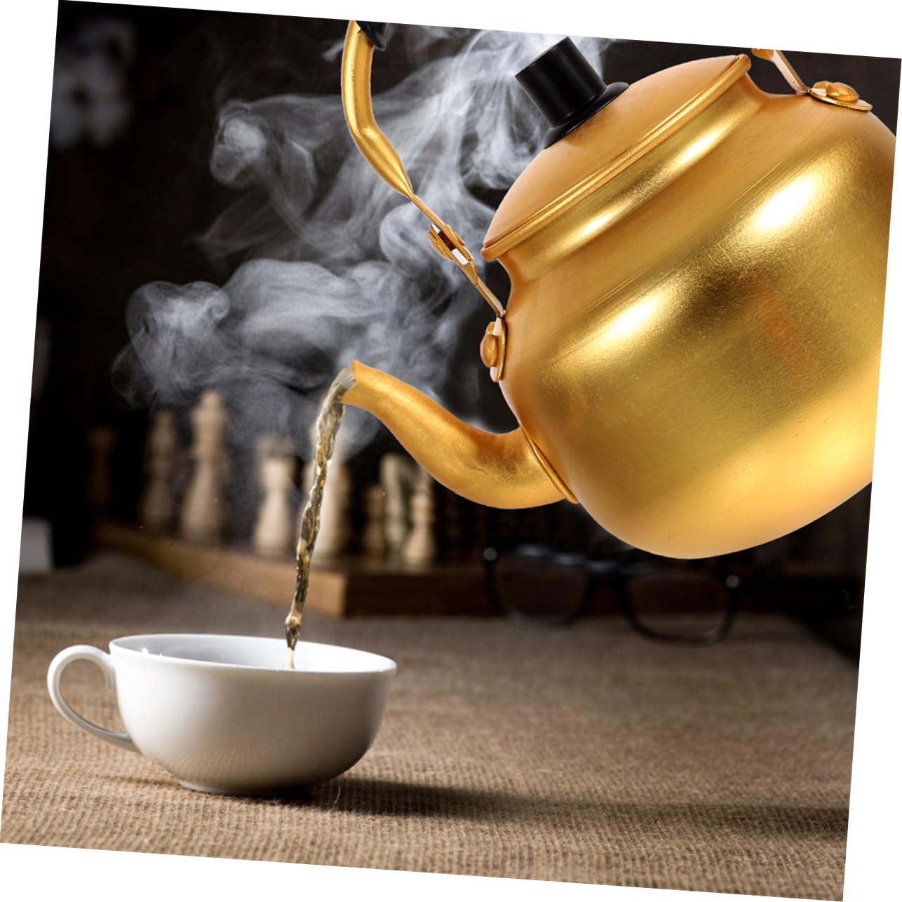 Durable yellow aluminum tea kettle for daily use