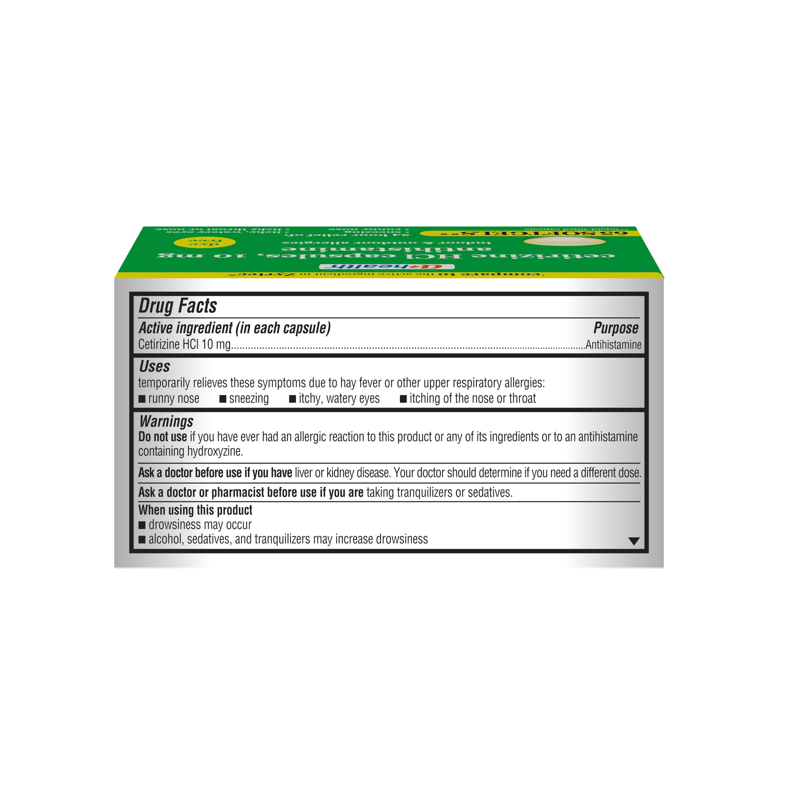 Active ingredient cetirizine 10mg