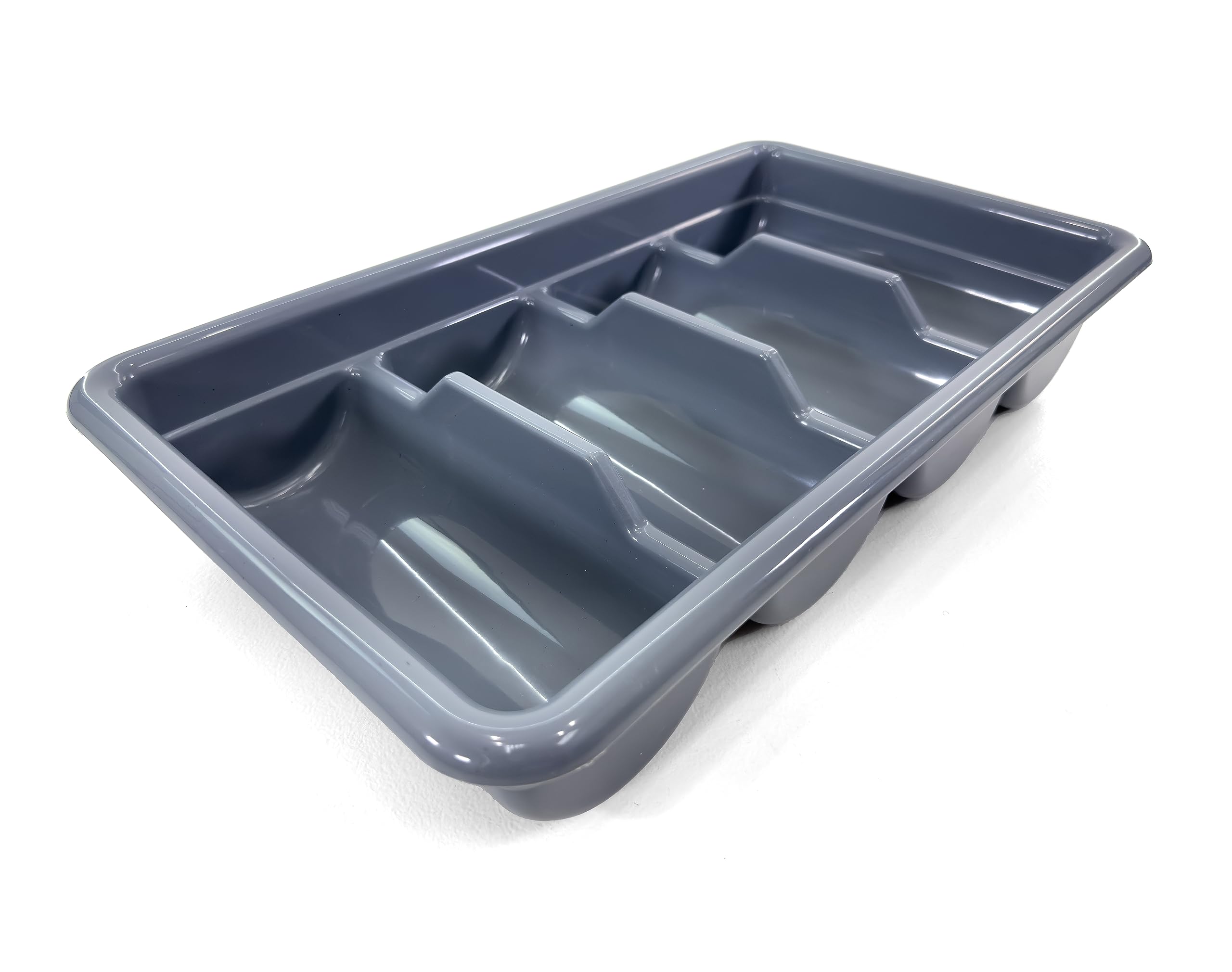 Gray polypropylene cutlery bin for busy service areas