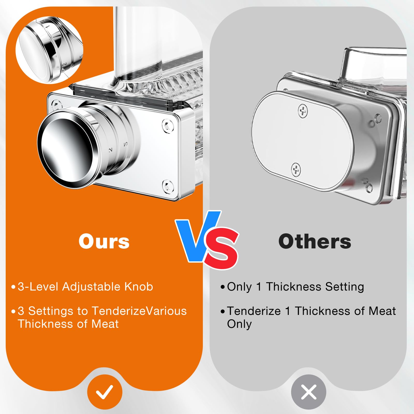 Food-grade metal with ABS exterior tenderizer attachment