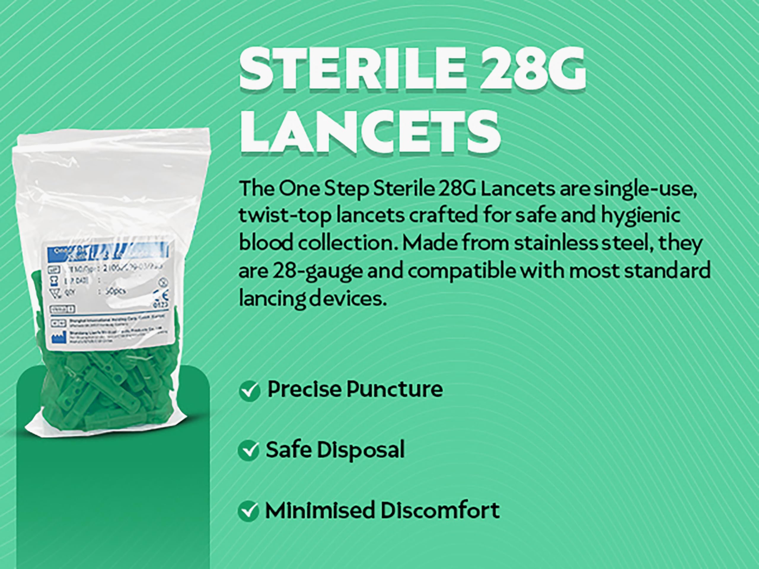Twist top lancets compatible with 21G 23G 28G 30G