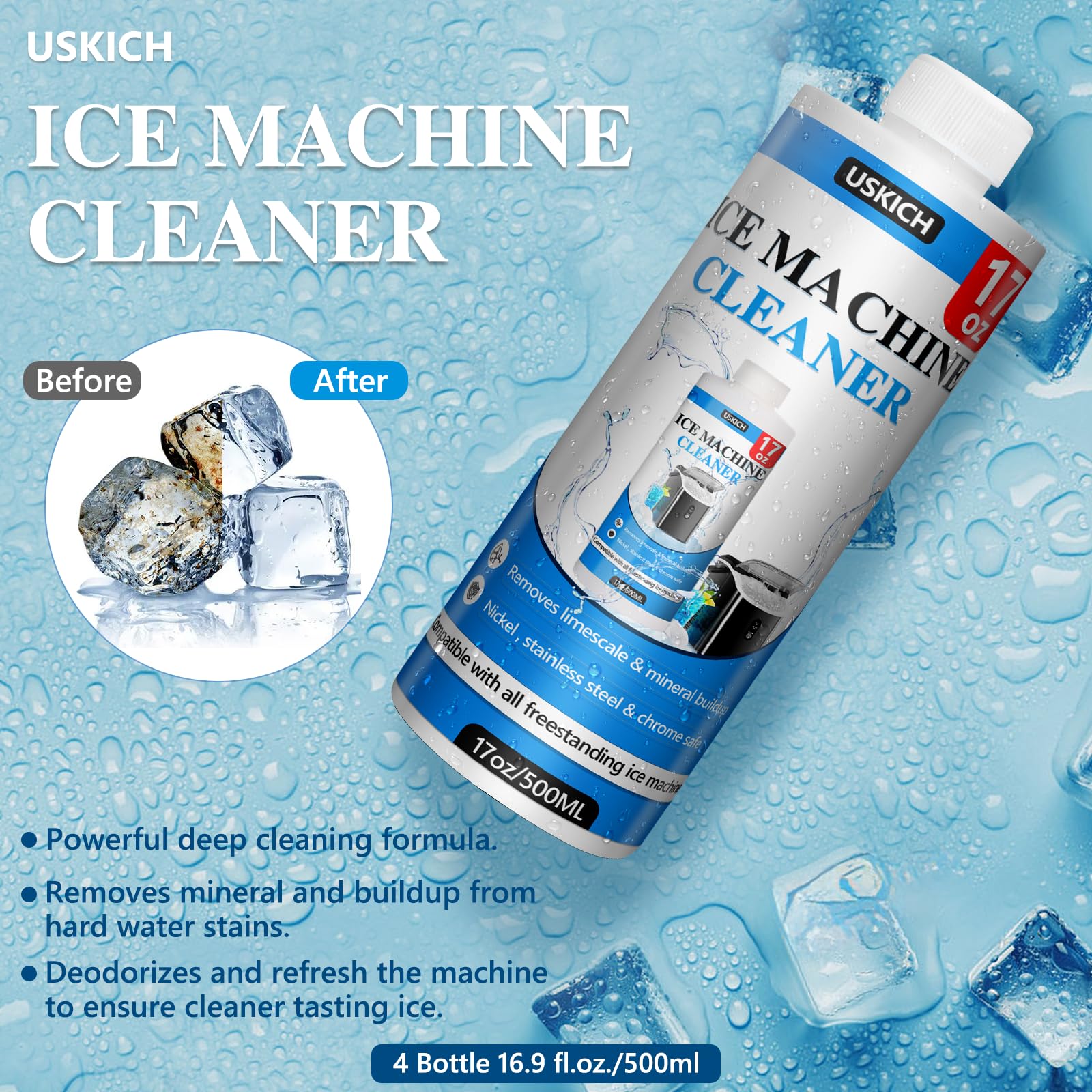Compatible brands list on product label Ice maker cleaner