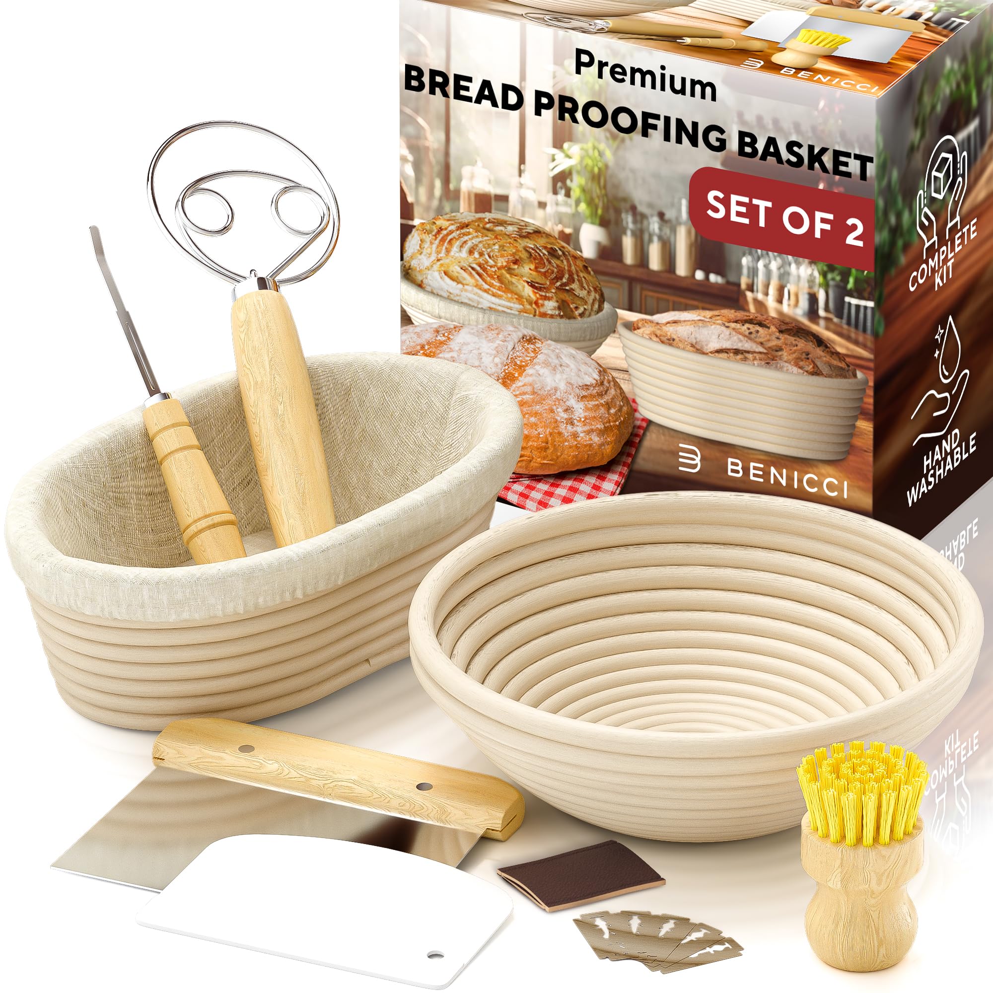 Complete Bread Proofing Baskets Set product image with included items