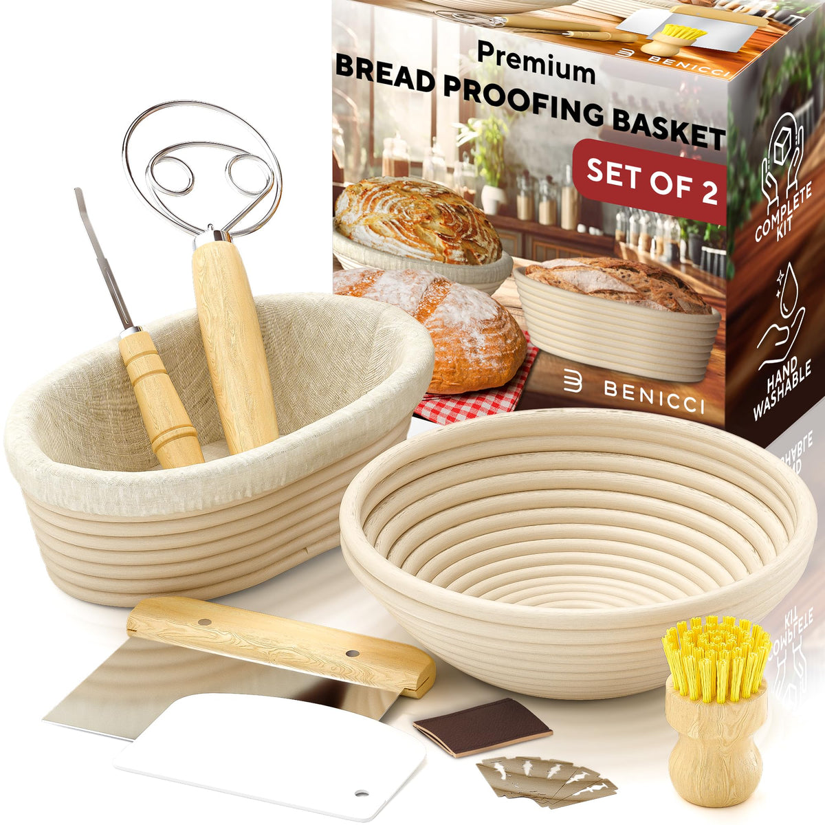 Complete Bread Proofing Baskets Set product image with included items