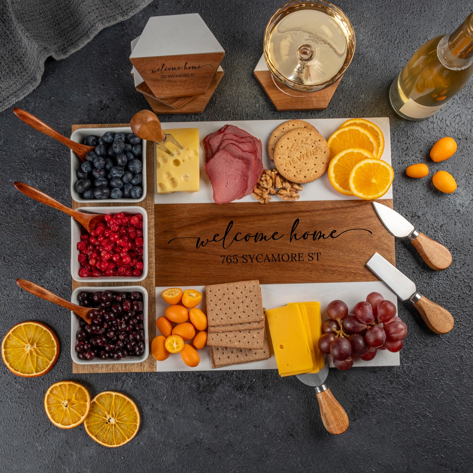 Natural wood and marble board product image