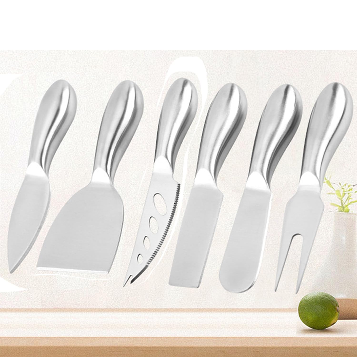 Six piece cheese knife set complete for cheese boards