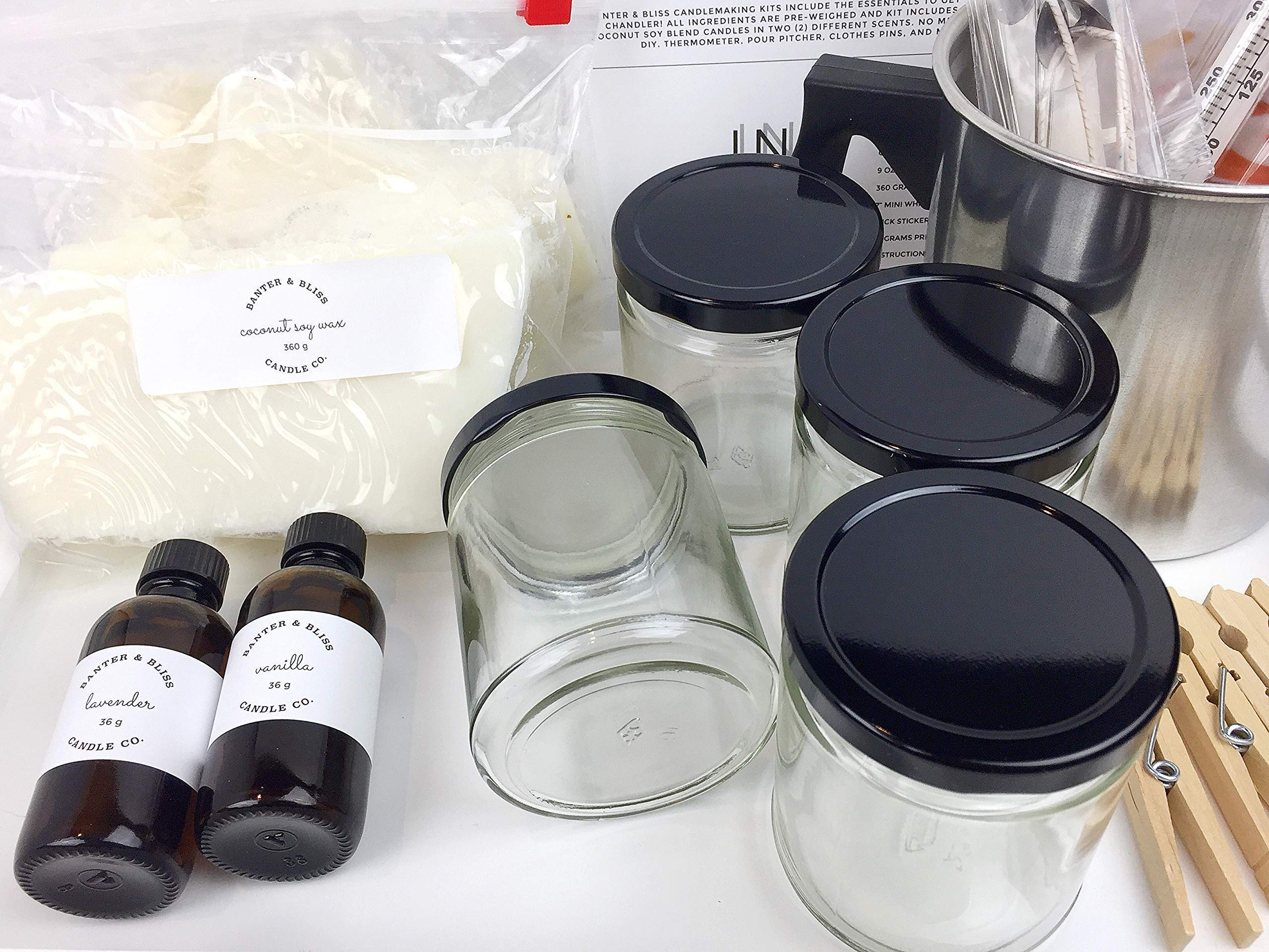 Complete DIY coconut wax blend starter candlemaking kit components layout