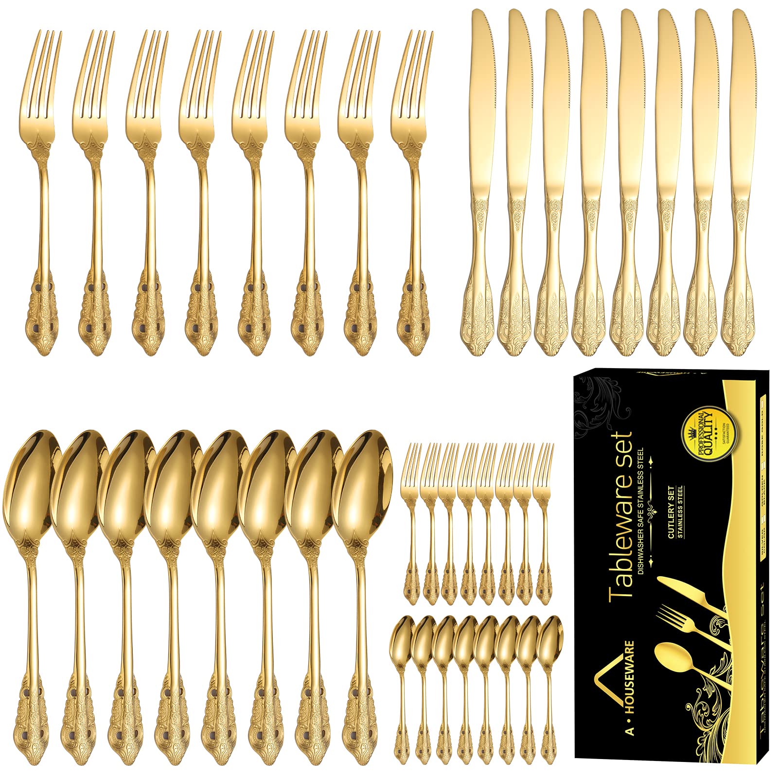 Complete knife fork spoon teaspoon set for eight people