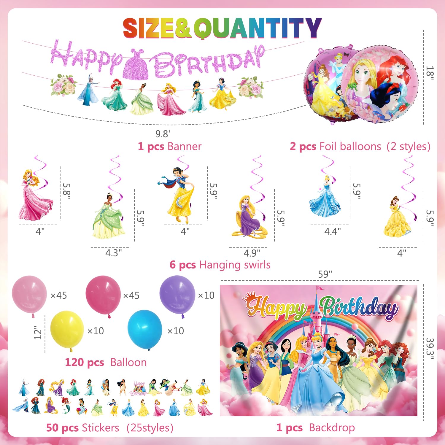 Two shiny foil balloons included in the kit