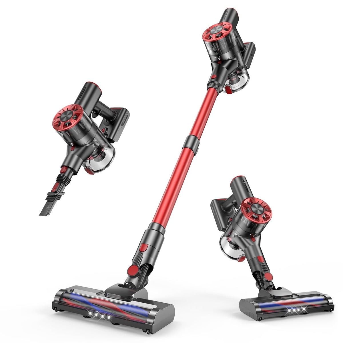 Comvtu cordless stick vacuum Hibiscus Red for home use