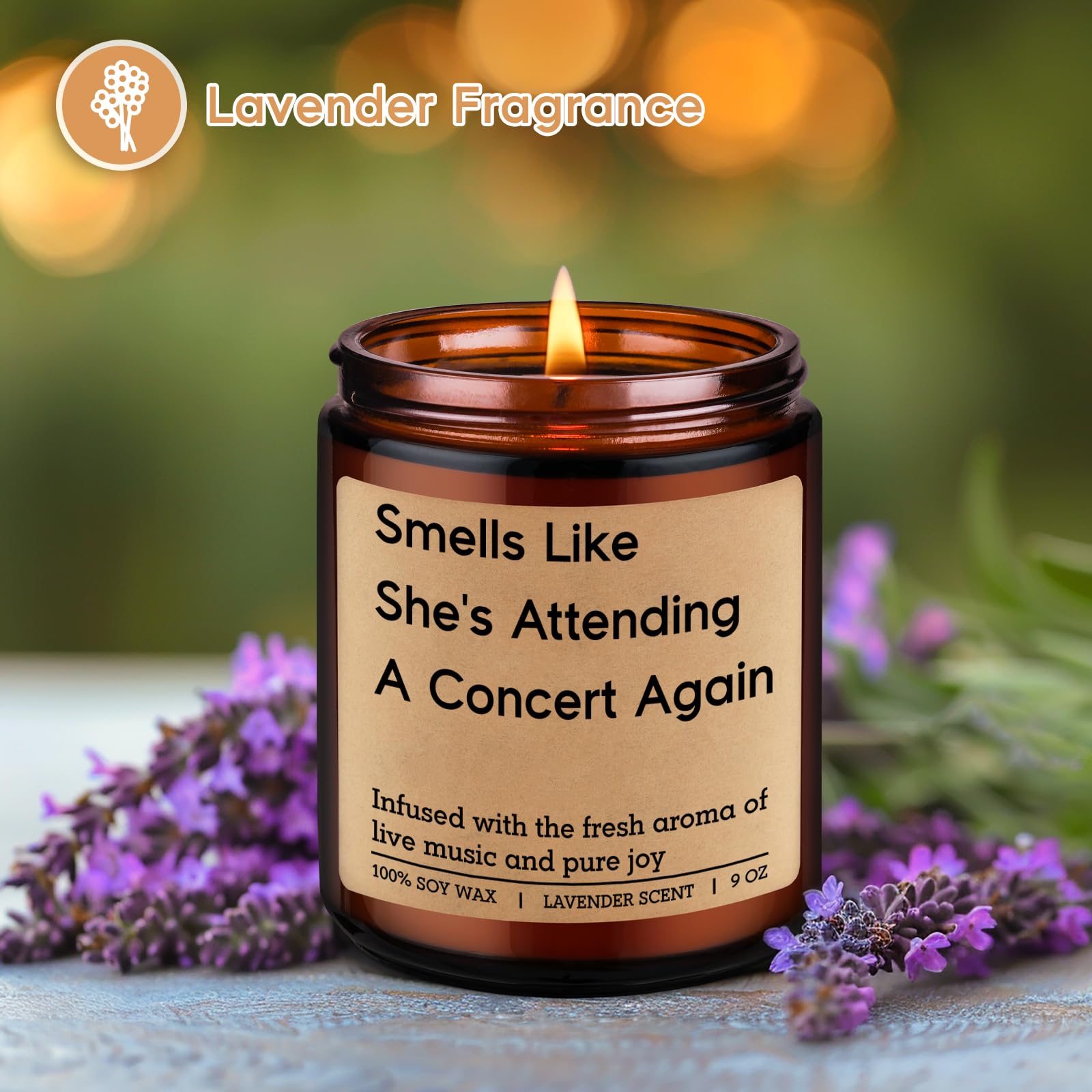 Concert goer gift women lavender candle packaging
