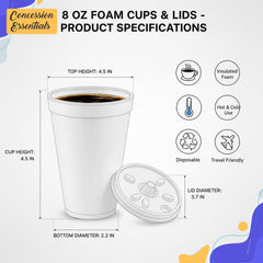 40 count pack of foam cups with lids from Concession Essentials