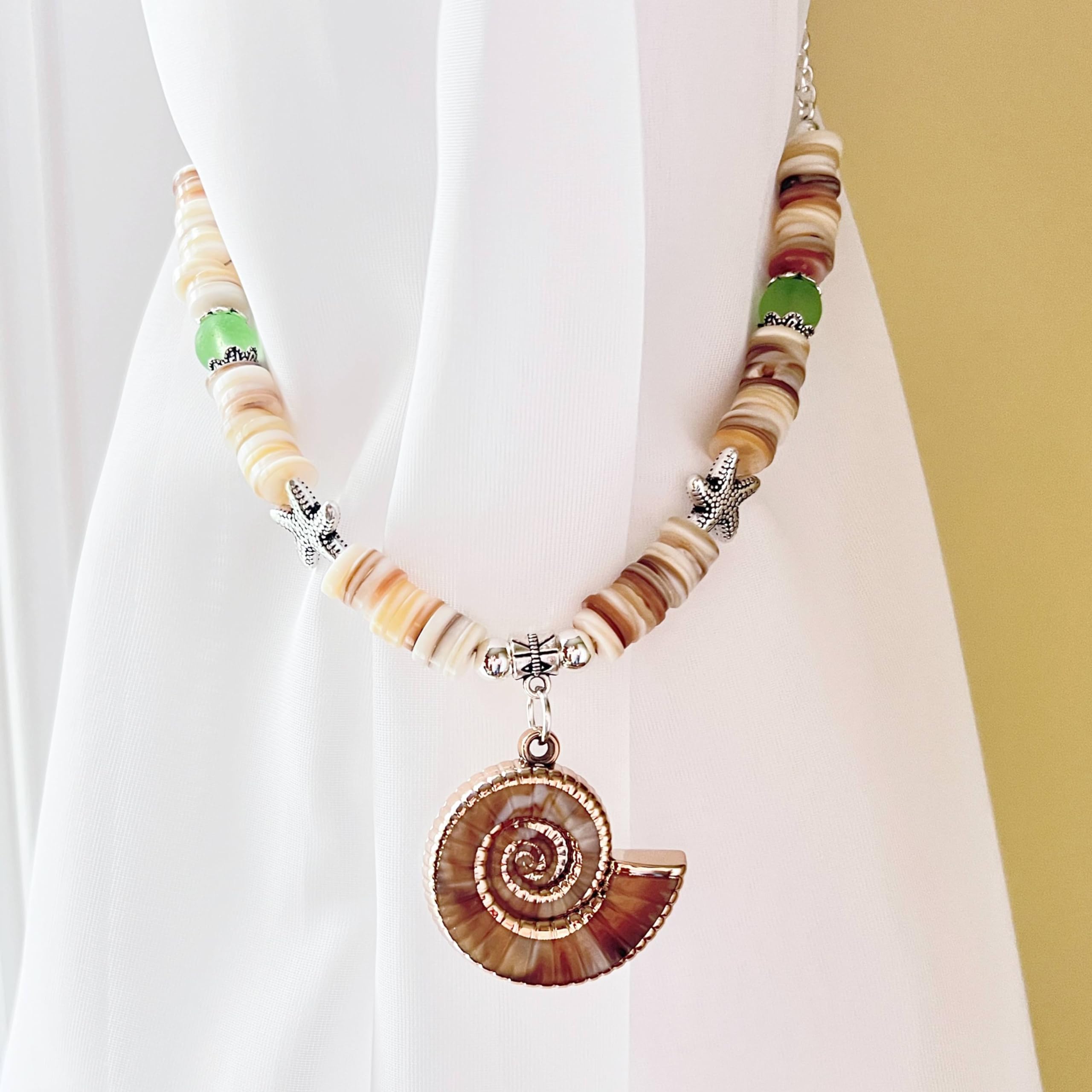 Cottage chic window treatment conch shell tie back