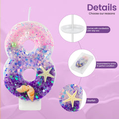 Conchs starfish pearls embellishment on pink purple candles