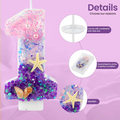 Number 1 birthday candle set with conchs and pearls