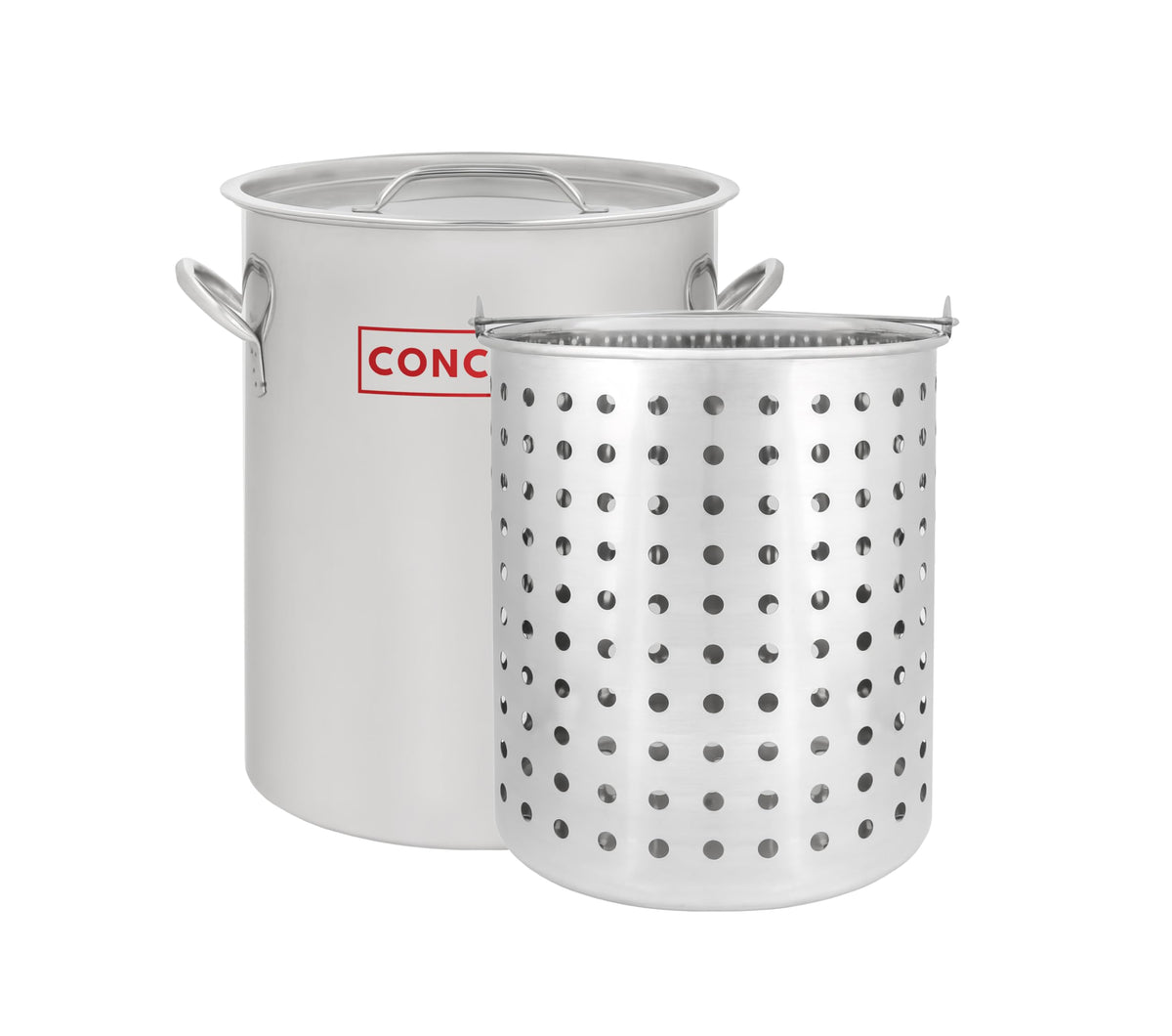 CONCORD 36 qt stainless steel stock pot with basket and lid