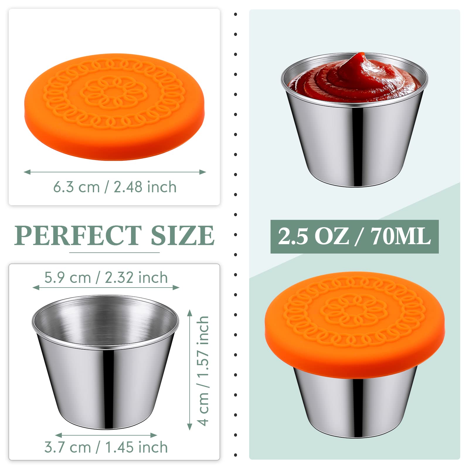 Stainless steel condiment containers with leakproof lids