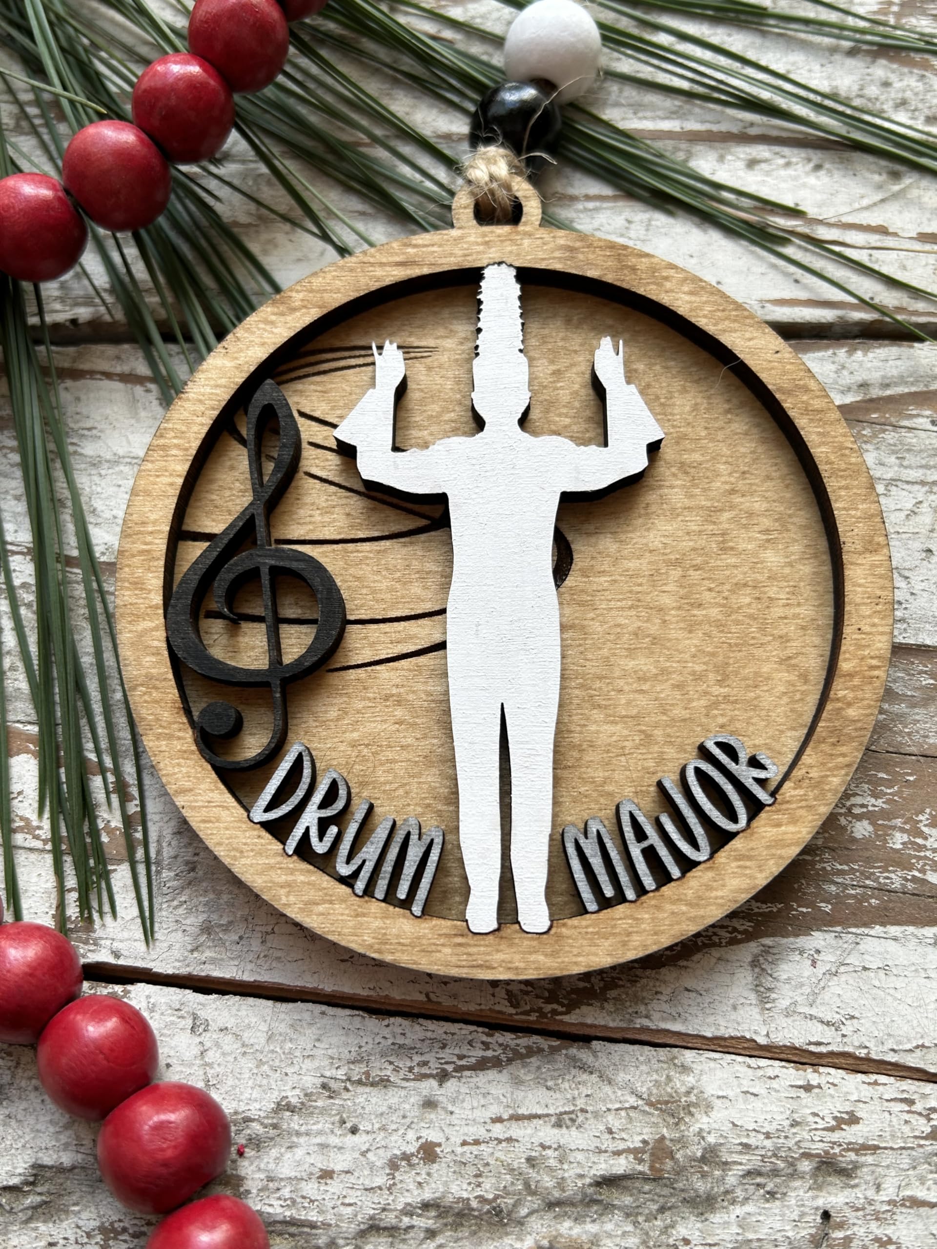 Conductor themed wood ornament for Christmas tree