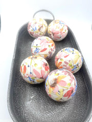 Dough bowl centerpiece with Coneflowers fabric balls
