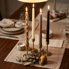 Conelist brown checkered fall taper candle 10 inch in the set