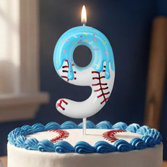 Baseball themed drip candle designed for cakes and cupcakes