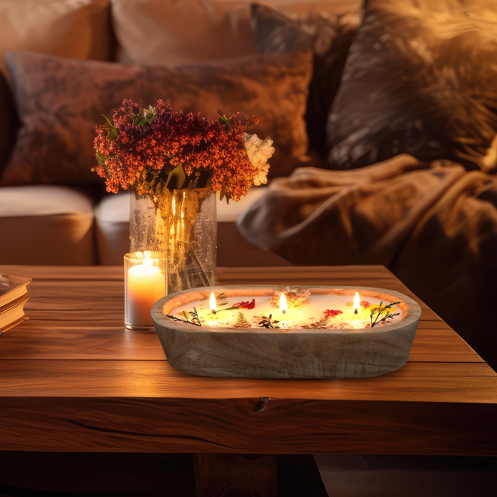 Centerpiece candle for rustic weddings baby showers and gatherings