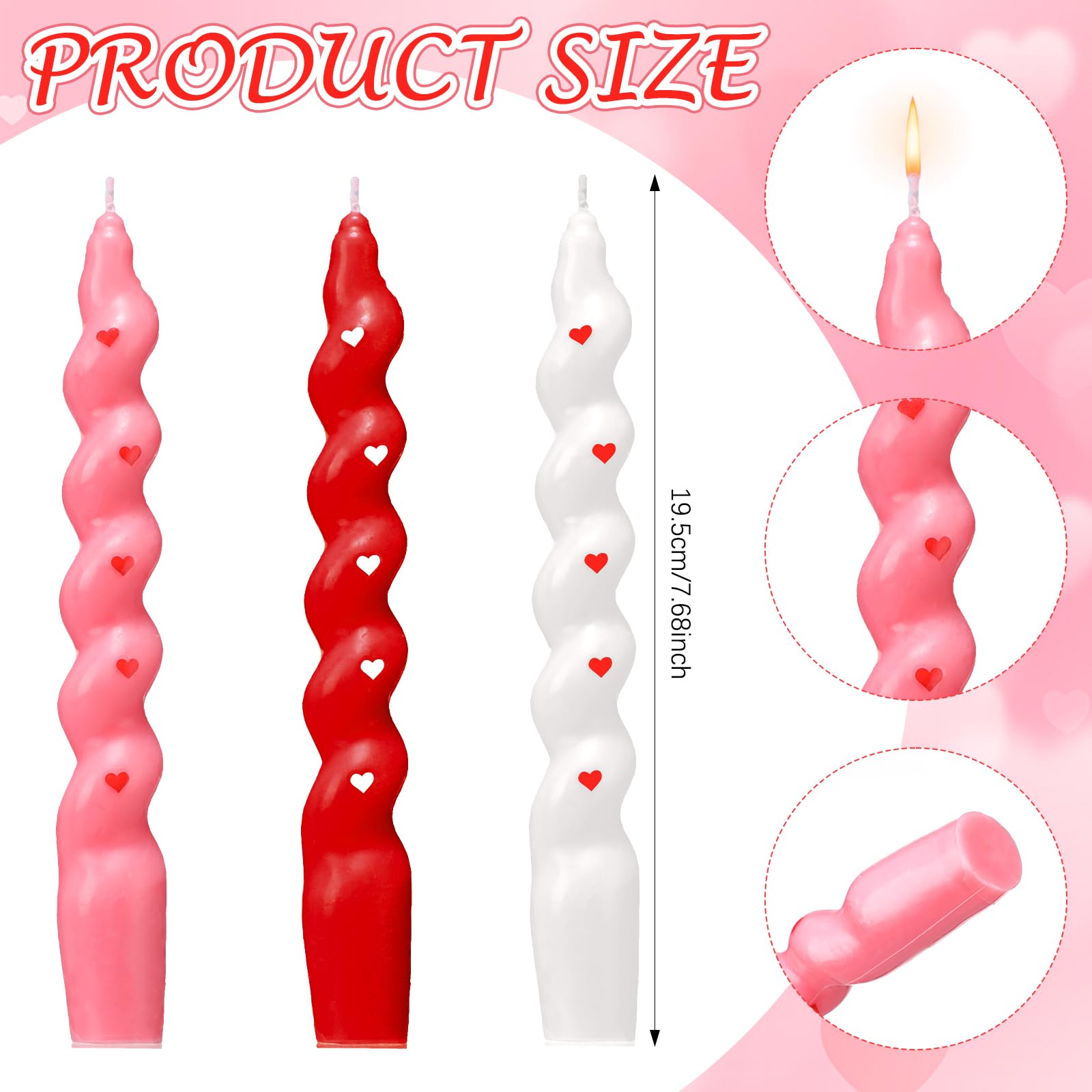 6 piece package of twisted taper candles for wedding décor