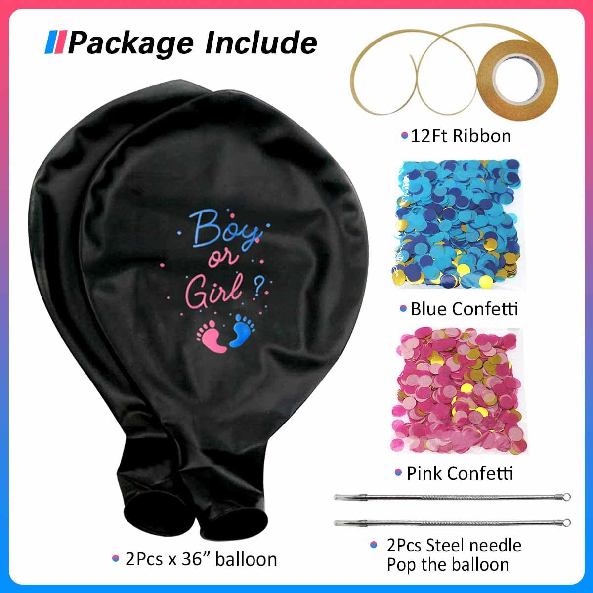 2 balloons per pack for gender reveal party revelacion de bebe