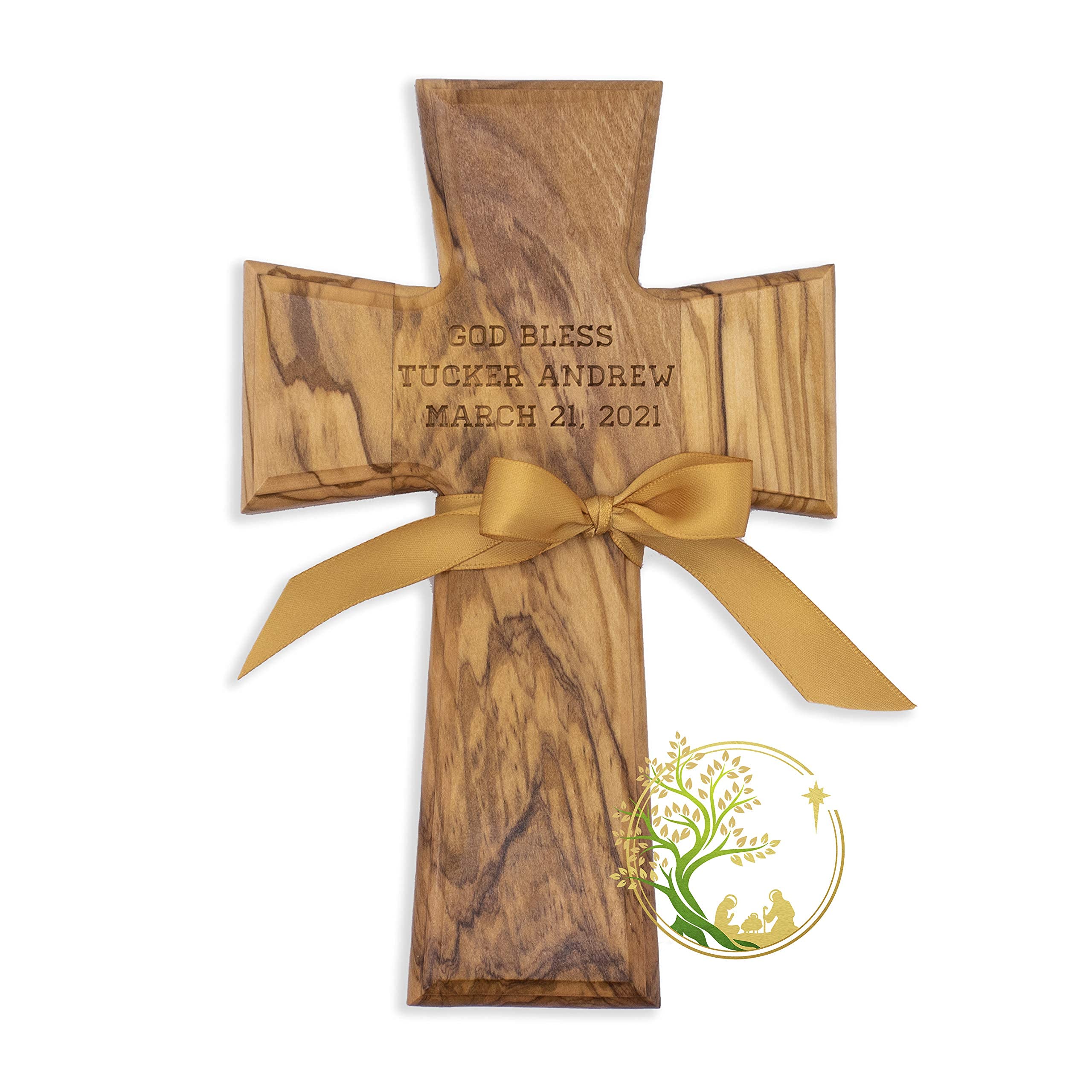 Confirmation christening olive wood cross