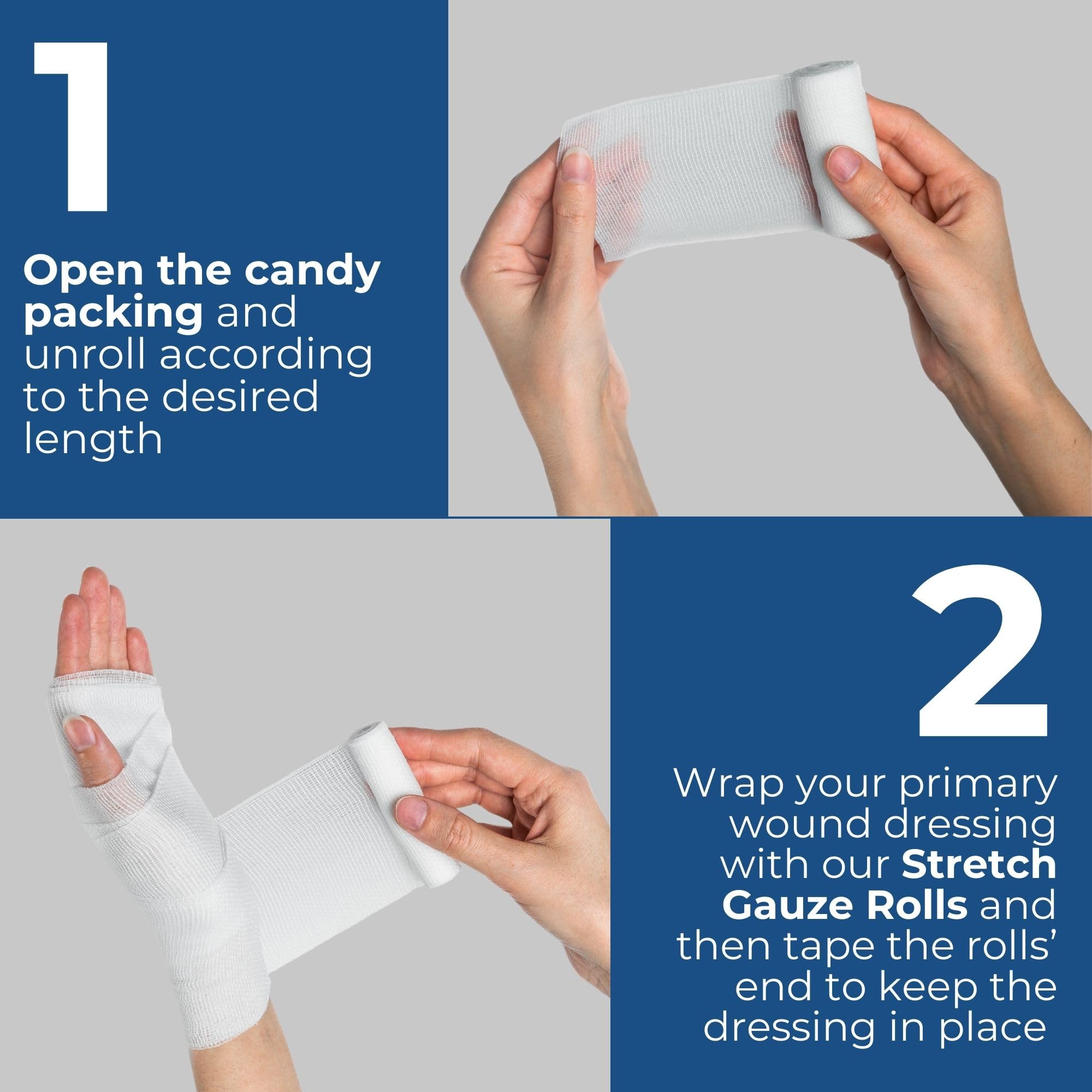 Gauze rolls ideal for dressing containment and home first aid