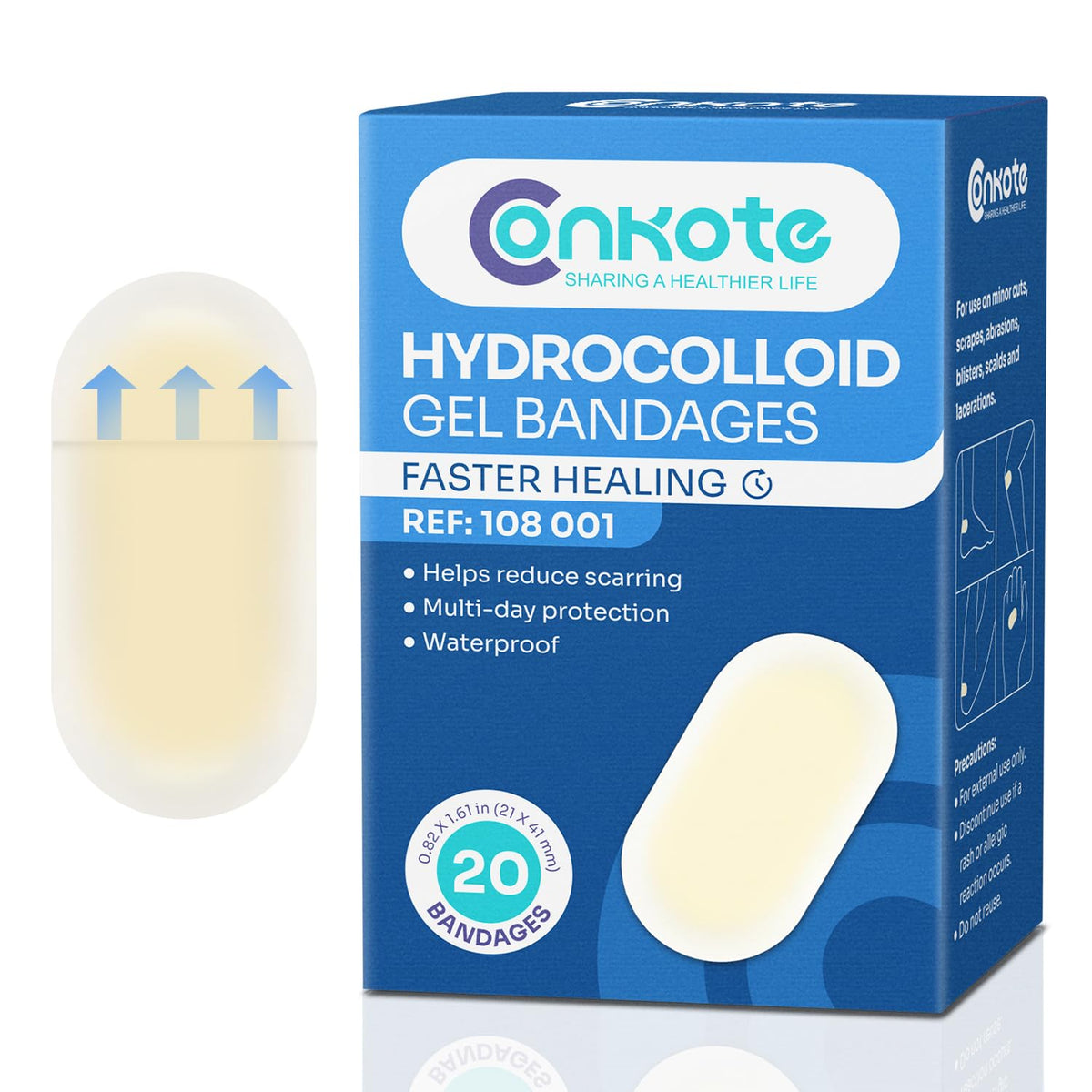 Conkote hydrocolloid gel bandages packaging with brand name