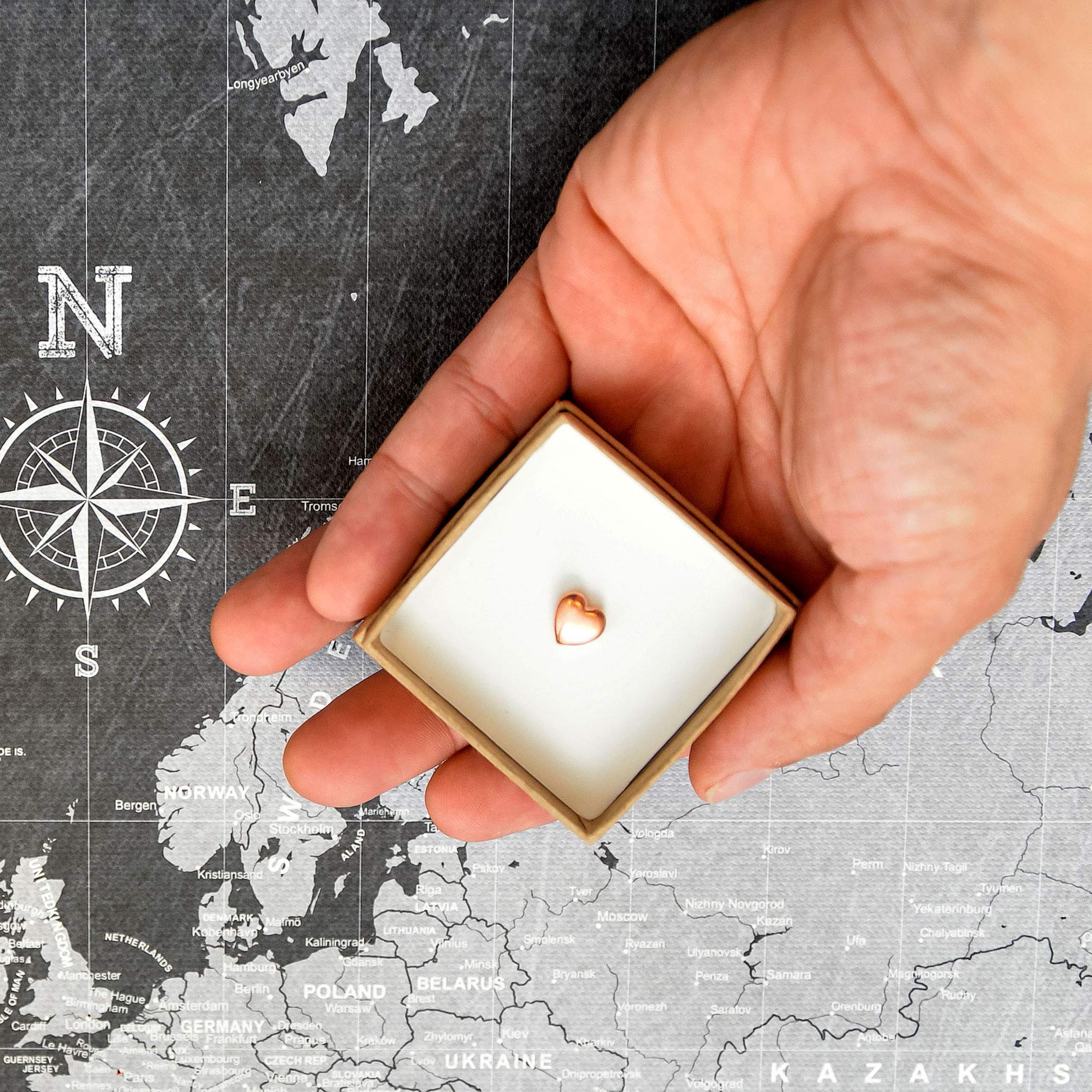 Gold Heart Map Push Pins heart size 3-8 inch