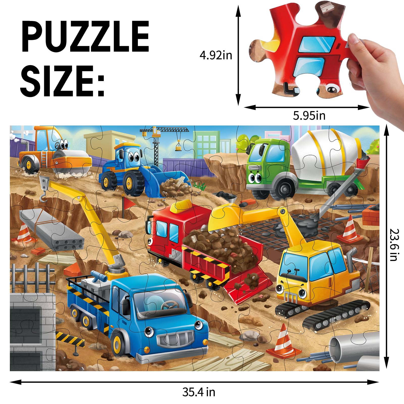 Construction site jigsaw puzzle with jumbo floor pieces