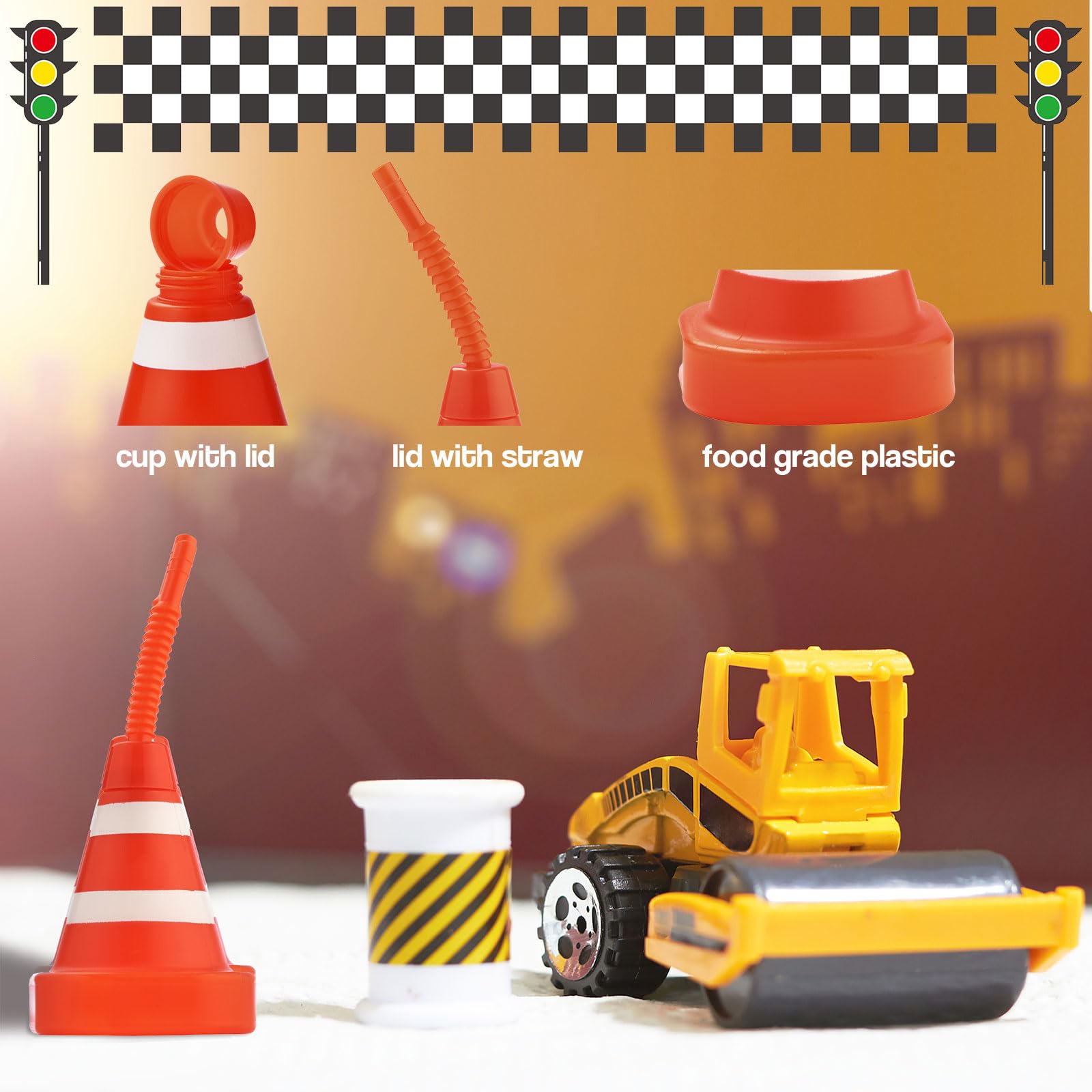 12 pack orange traffic cone cups for party favors