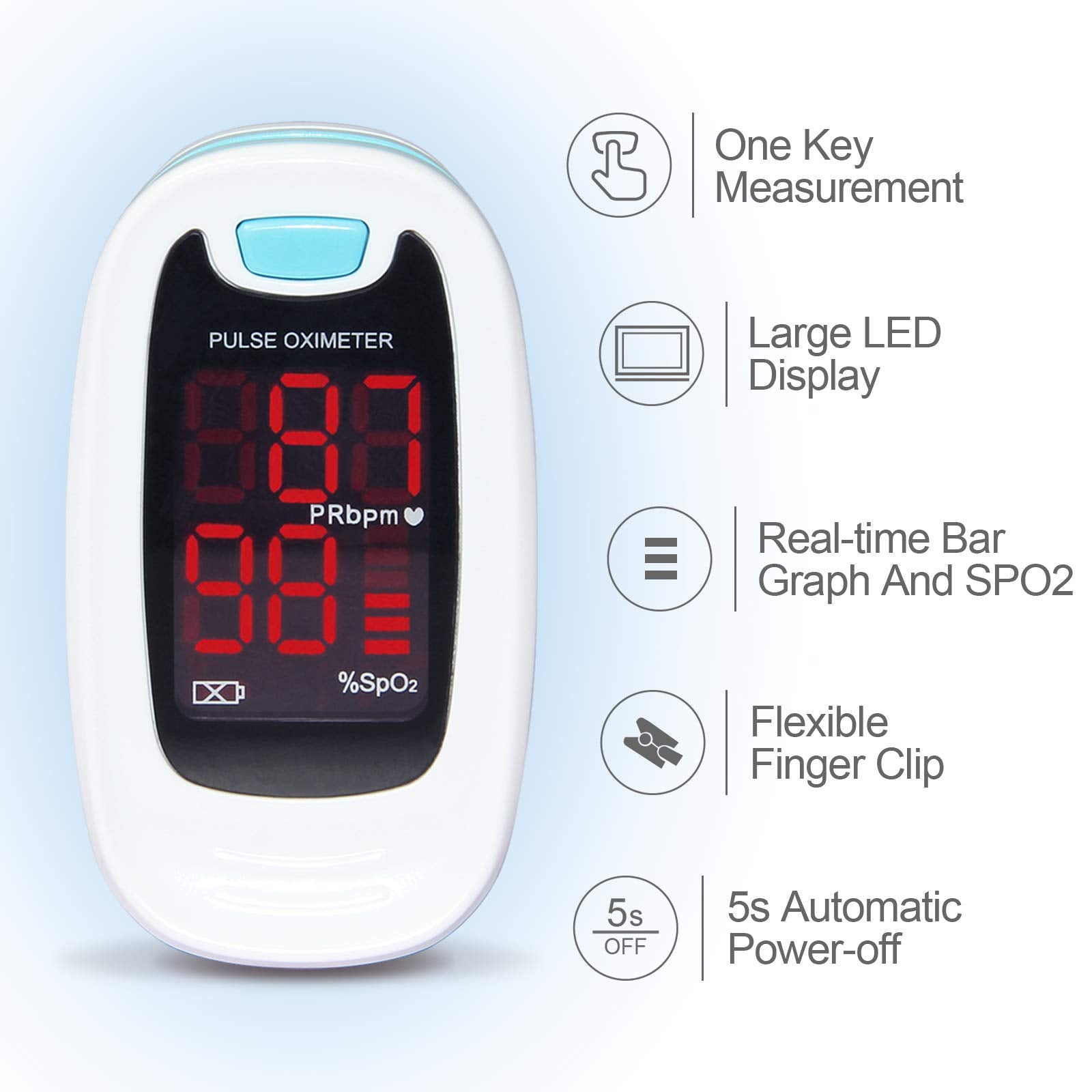 CMS50M fingertip oximeter with included lanyard