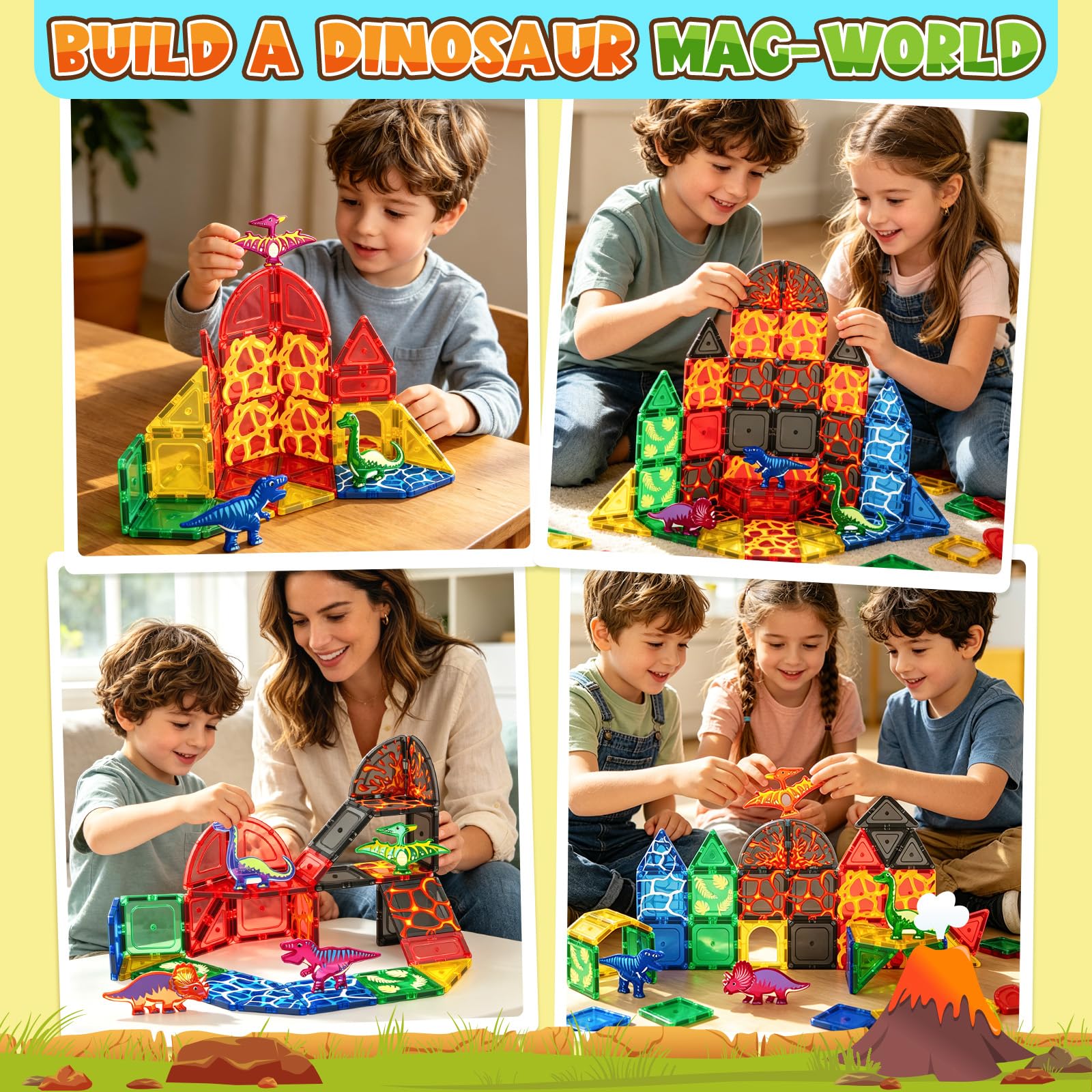 Dinosaur world series compatible magnetic tiles