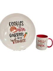 Cookies For Santa mug 11oz with designs on both sides and red interior