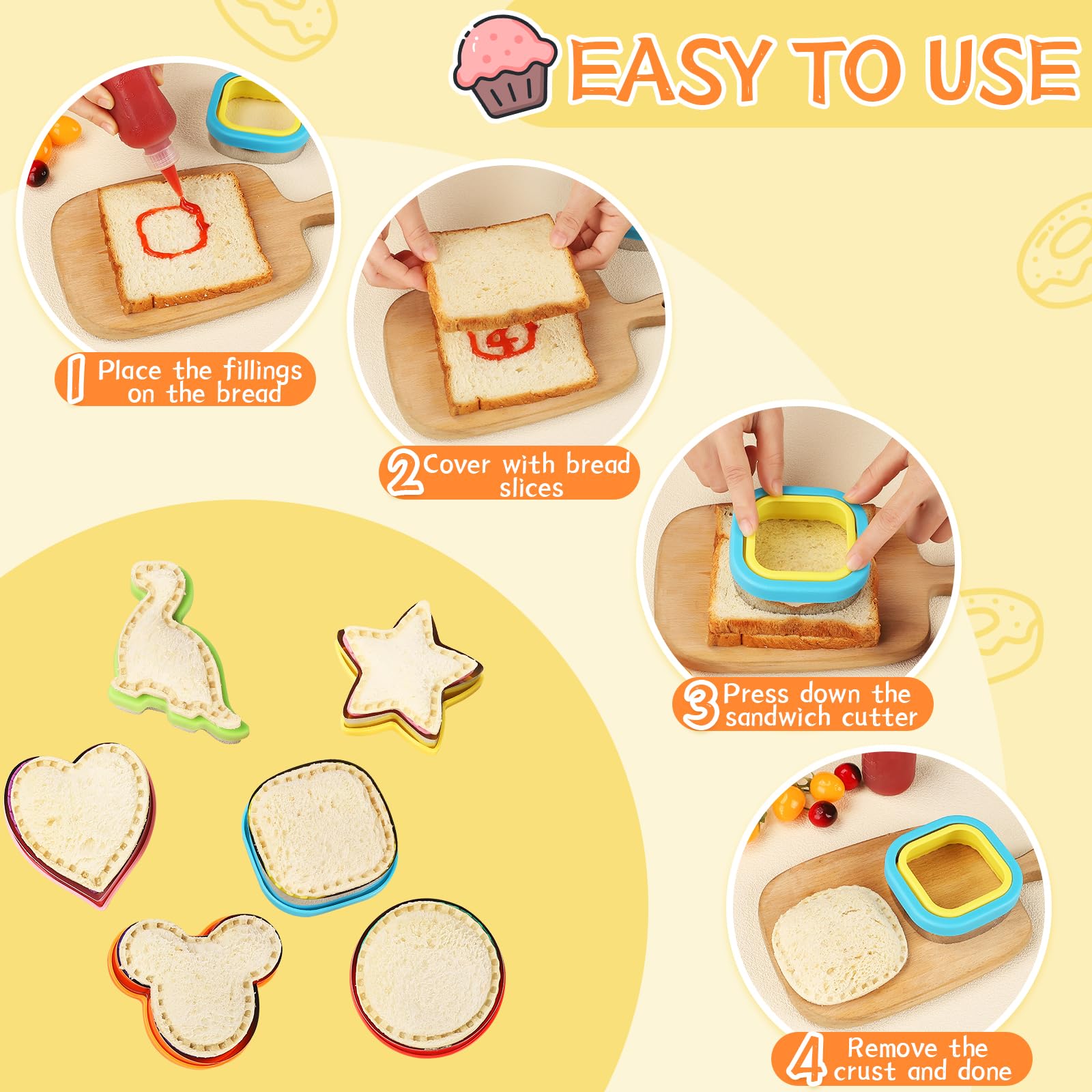 Cutters suitable for cookies sandwiches pancakes and pizza