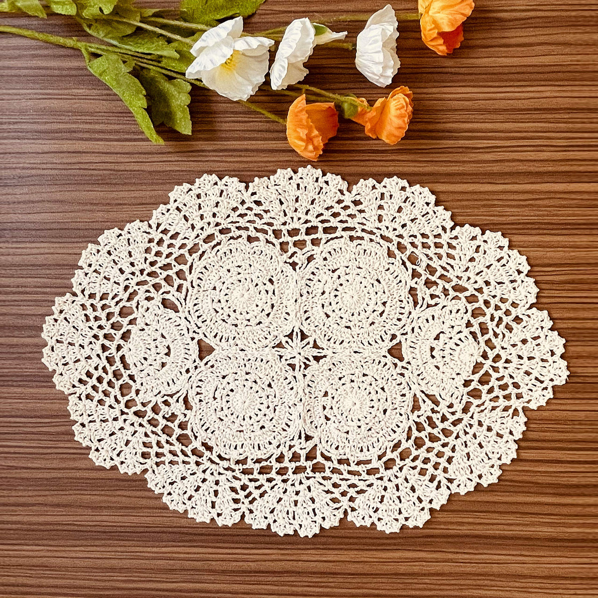 COOKY lace doilies oval placemats beige 2pc
