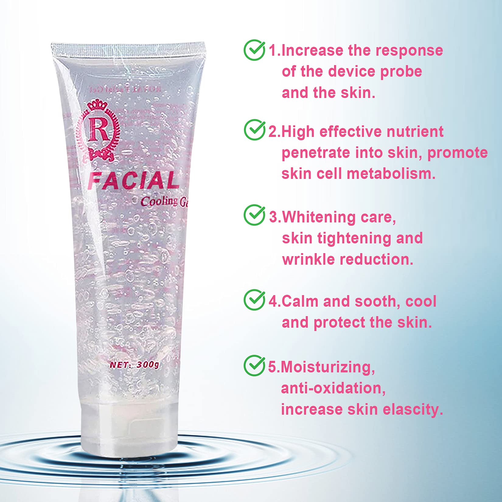 Gel compatible with IPL devices facial massagers and RF devices