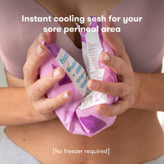 Cooling side of postpartum pad rests against skin