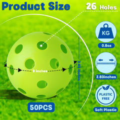 Green hollow plastic baseballs for indoor and outdoor training