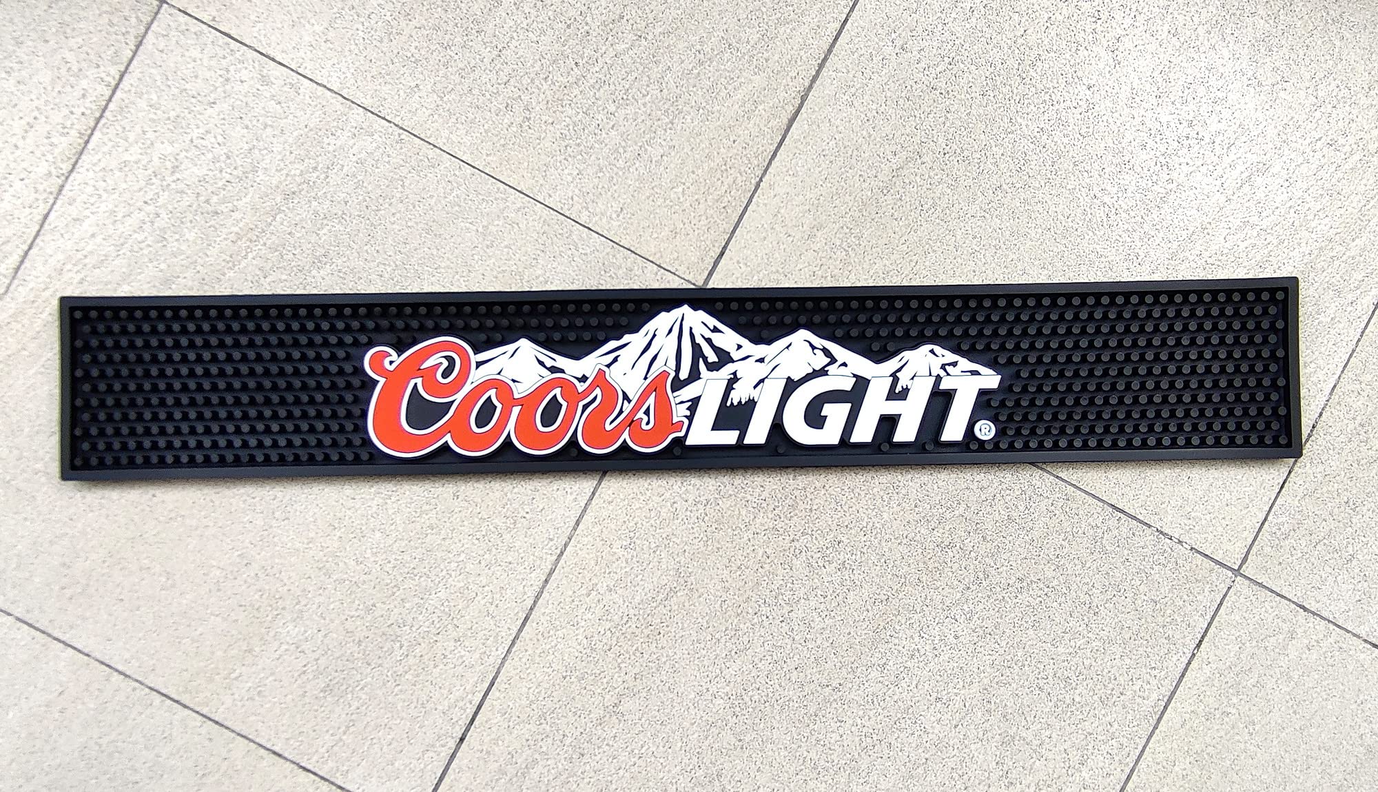 measures 21 x 3.5 x 1/2 inches bar mat side profile