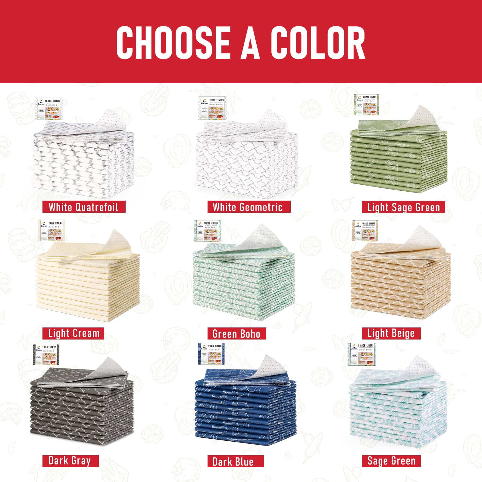 Kitchen cabinet liners for drawers and shelves by Cooyes