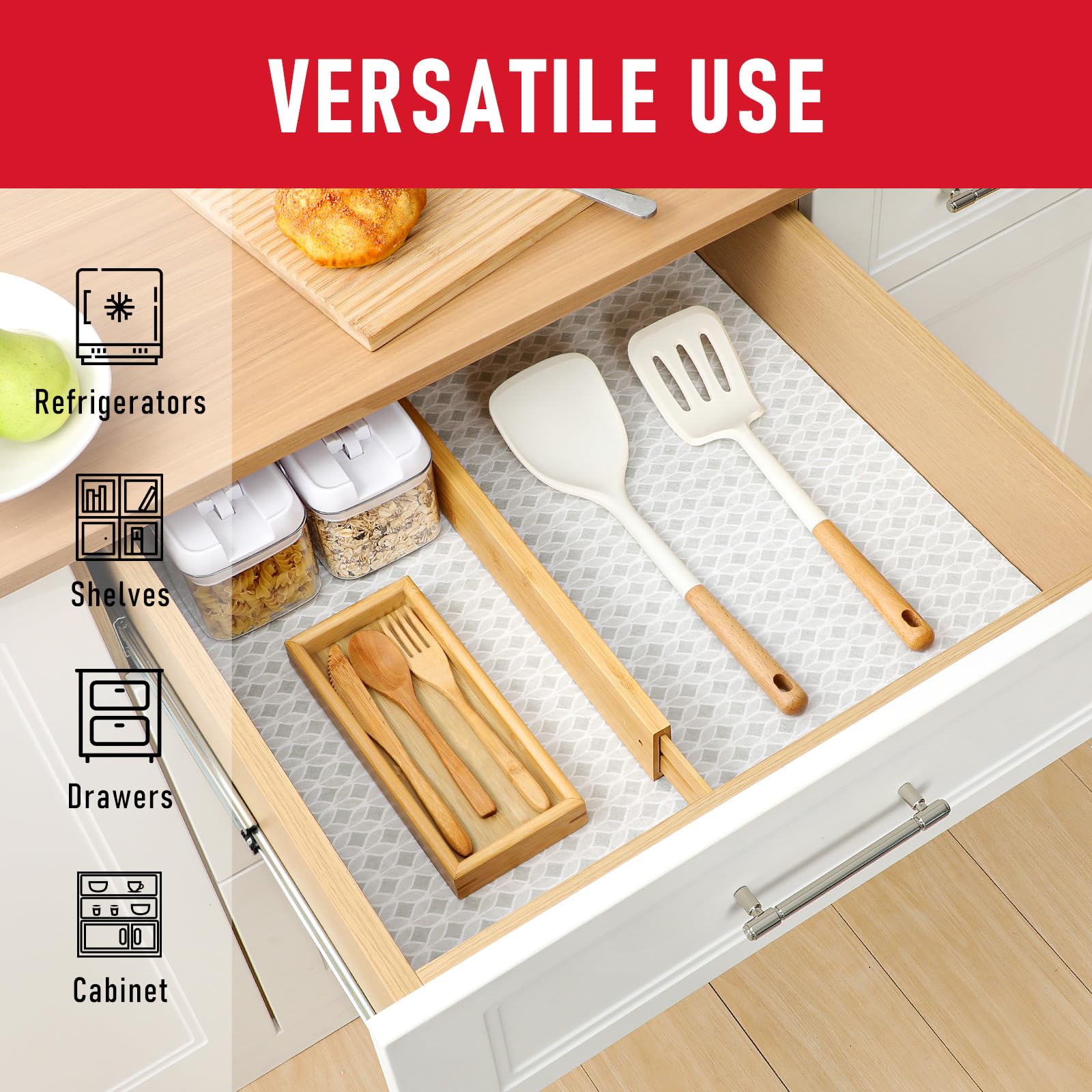 Non-slip fridge liner with silicone dots back view
