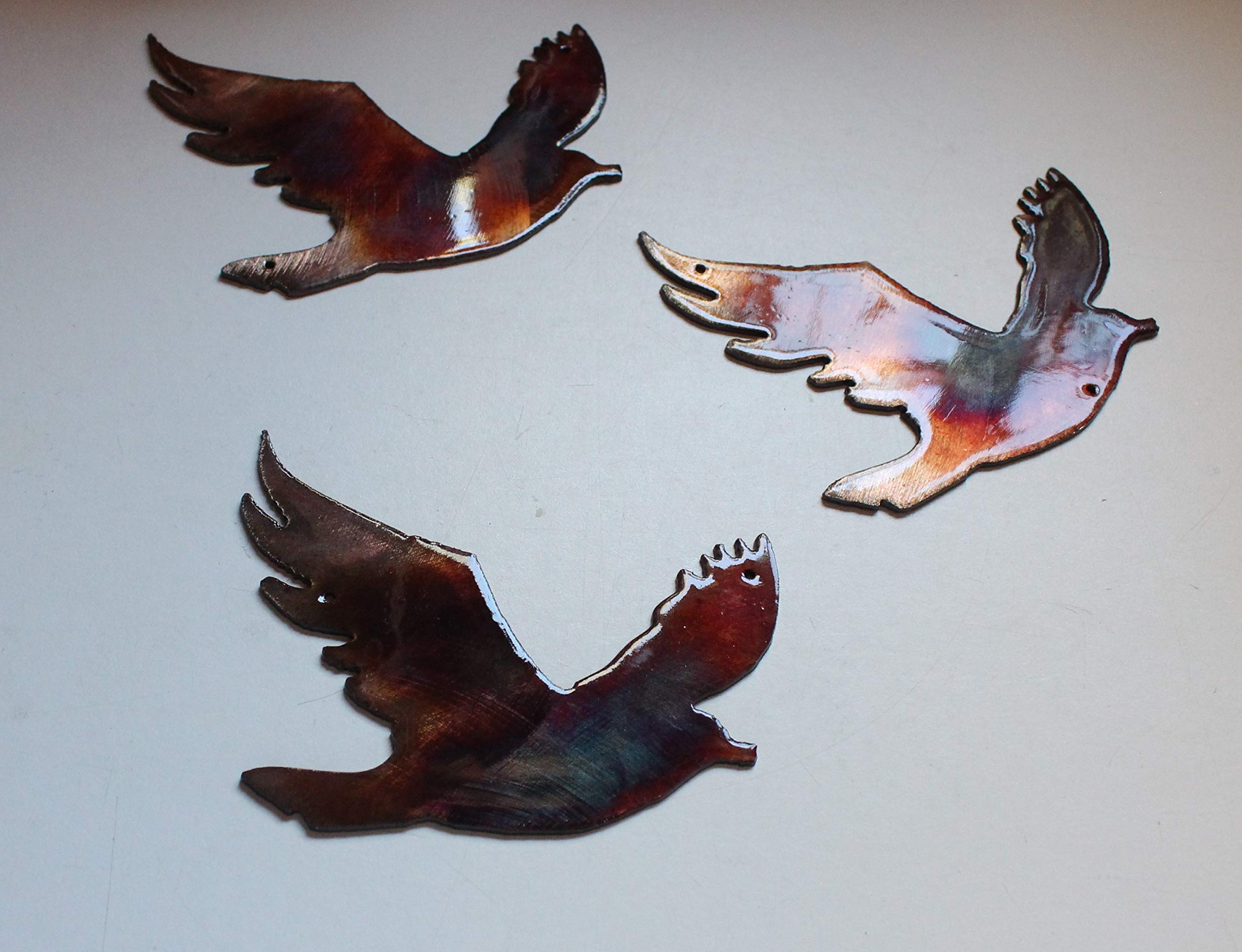 copper bronze plated wall art birds 3x2 inches
