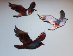 copper bronze plated wall art birds 3x2 inches